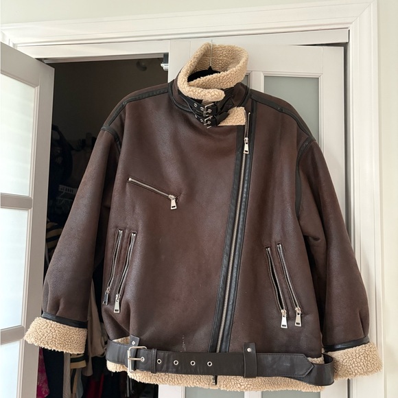 Zara Cream Shearling Jacket - Picture 3 of 3